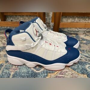 Nike Air Jordan 6 Rings Shoes White Blue Red 322992-140 Men's Sizes 10